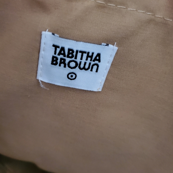 Abstract Botanical Print Woven Straw Tote - Tabitha Brown Tan - Picture 7 of 8